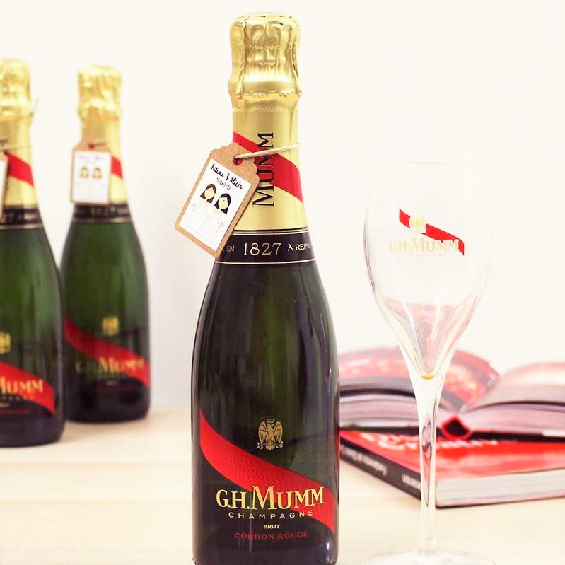 champagne mumm rouge botellita personalizada